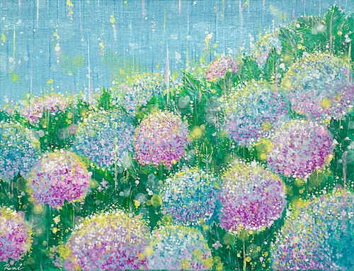 雨色の紫陽花