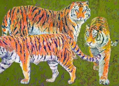 三びきの虎図/The three medium tiger