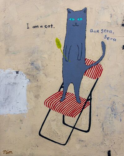 Que sera,sera #03　椅子の上で遊んで欲しそうな立つ猫