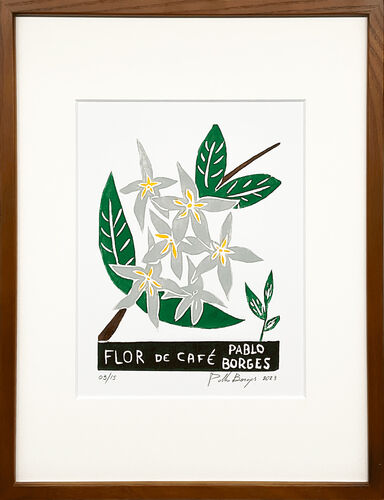 Pablo Borges パブロ・ボルジェス 木版画 S【Flor de Café】コーヒーの花