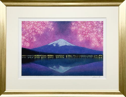 夜桜と富士