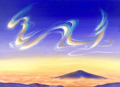夜明け、龍雲と富士